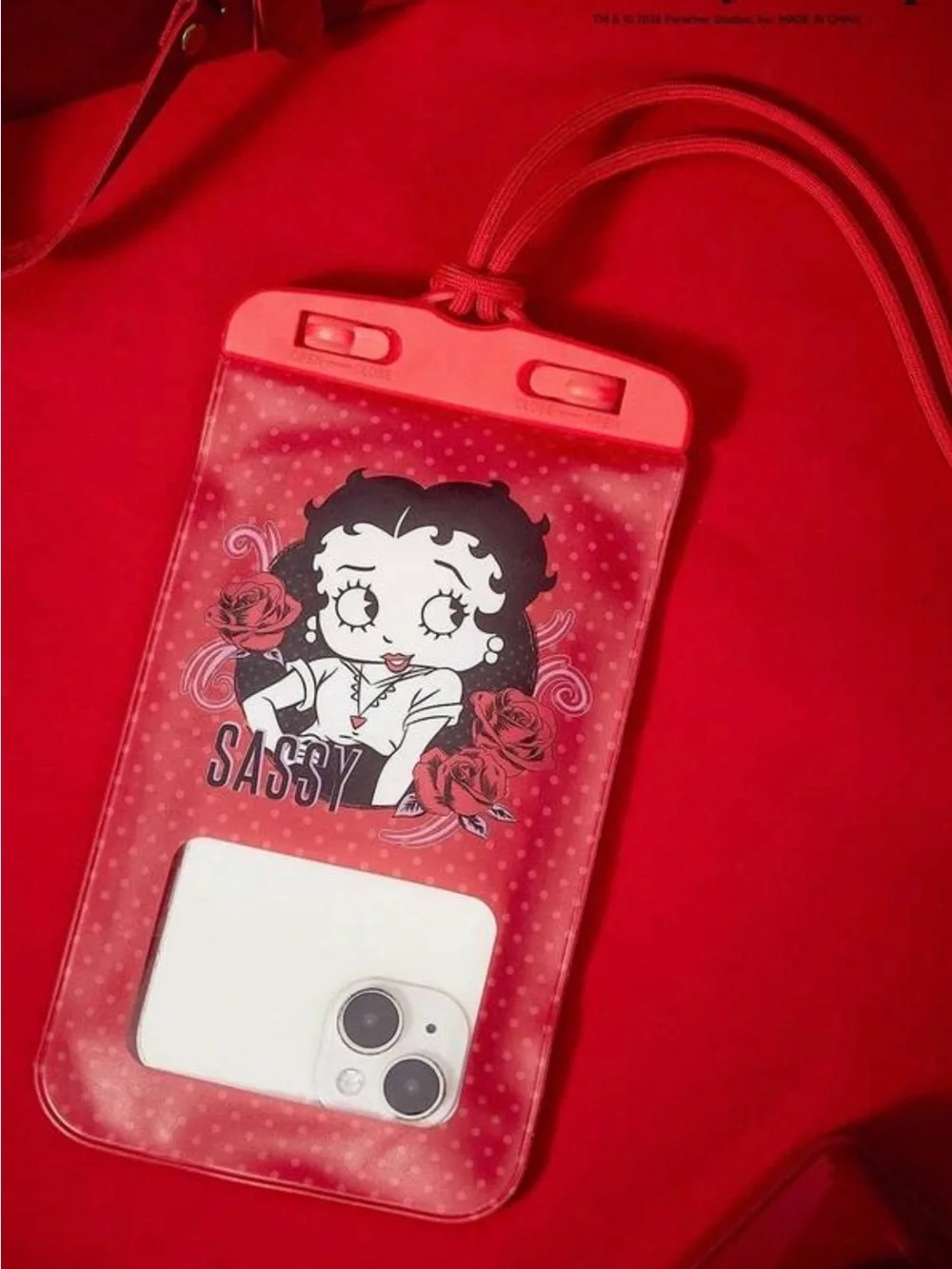 Betty Boop Pink-Red Waterproof Phone Pouch with Graphic